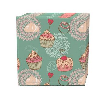 Napkin Set, 100% Polyester, Set of 4, 18x18", Sweet Shop Celebration