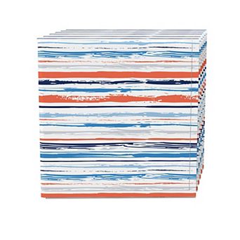 Napkin Set, 100% Polyester, Set of 4, 18x18", Summer Brush Stroke Stripe