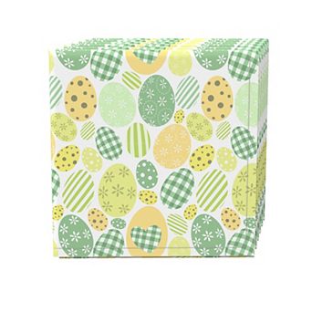 Napkin Set, 100% Polyester, Set of 4, 18x18", Green & Yellow Pastel Easter Eggs