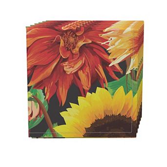 Napkin Set, 100% Polyester, Set of 4, 18x18", Sunflower Garden