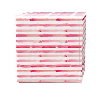 Napkin Set, 100% Polyester, Set of 4, 18x18", Pink Watercolor Stripes