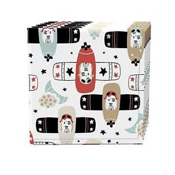 Napkin Set, 100% Polyester, Set of 4, 18x18", Tiger Pilots in Planes