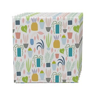 Napkin Set, 100% Polyester, Set of 4, 18x18", Houseplant Collection