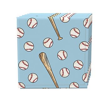 Napkin Set, 100% Polyester, Set of 4, 18x18", Baseballs & Bats