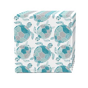 Napkin Set, 100% Polyester, Set of 4, 18x18", Tropical Turtles