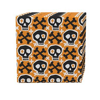Napkin Set, 100% Polyester, Set of 4, 18x18", Hipster Skull and Bones