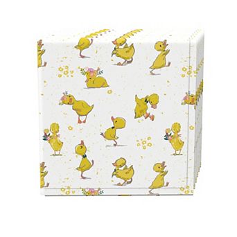 Napkin Set, 100% Polyester, Set of 4, 18x18", Ducklings