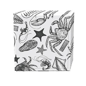 Napkin Set, 100% Polyester, Set of 4, 18x18", Seafood Sketch