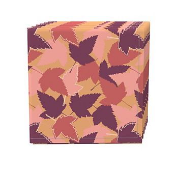 Napkin Set, 100% Polyester, Set of 4, 18x18", Fall Season Maple Leaves