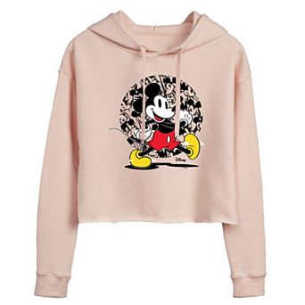 Disney's Mickey Mouse Juniors' Glitch Cropped Graphic Hoodie