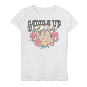 Girls 7-16 Trendy Saddle Up Floral Horse Graphic Tee