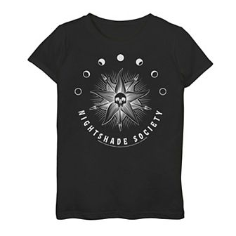 Girls 7-16 Wednesday Adams Nightshade Society Logo Graphic Tee