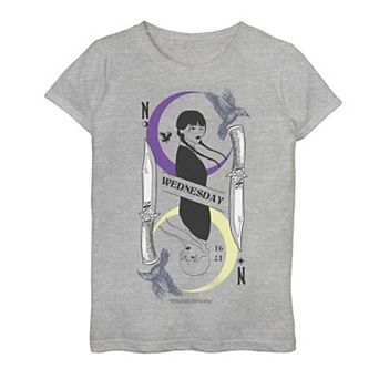 Girls 7-16 Wednesday Adams Card Graphic Tee