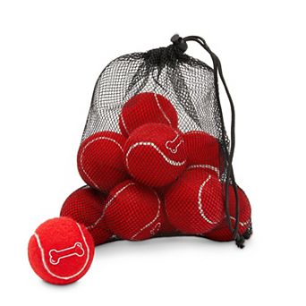 12 Pack Red Tennis Balls for Dogs, Soft 2.5 Inch Fetch Toys with Mesh Bag