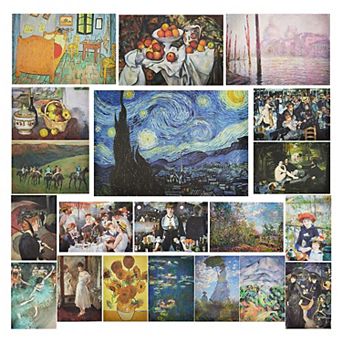 20 Count Famous Impressionist Wall Art Posters for Classroom, Home Decor, Matte Laminated Unframed Fine Art Prints, 200gsm (13 x 19 in