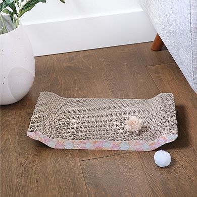 3pc Cat Scratcher Bed Reversible Corrugated Cardboard Scratching Pad 16x8x2.5 In
