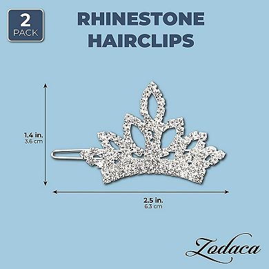 2.5 x 1.4 Inch Dog Crown with White Rhinestone, Small Pet Tiara (2 Pack)