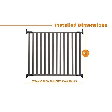 KidCo G2001 Safeway Top of Stairs Quick Release Baby Gate, 42.5 x 30.5 In, Black