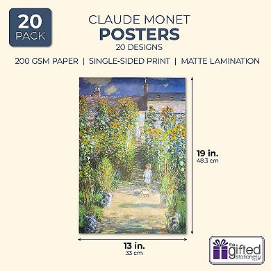 Set Of 20 Posters ,claude Monet Paintings For Home, Office Decor, 13 X 19 In