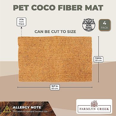 Farmlyn Creek Coco Fiber Substrate Mats for Small Pets, Natural Coir (4 Pack)