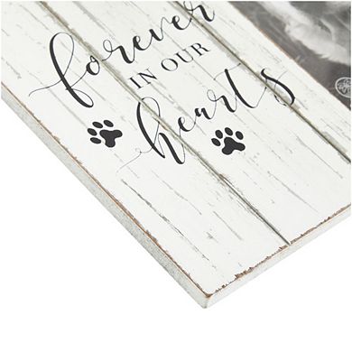Rustic Dog Memorial Picture Frame for 4x6 Photo, Forever In Our Hearts (White, 9.5 x 8 In)