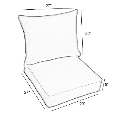 Sorra Home Corded Indoor Outdoor 27 in. x 23 in. Pillow & Deep Seated Cushion 2-piece Set