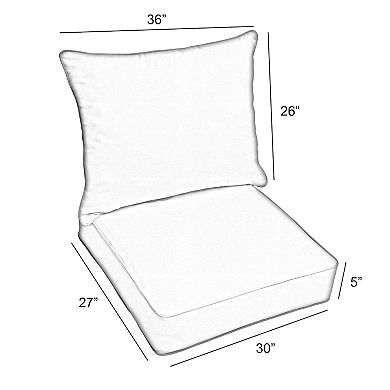 Sorra Home Corded Indoor Outdoor 27 in. x 30 in. Pillow & Deep Seated Cushion 2-piece Set