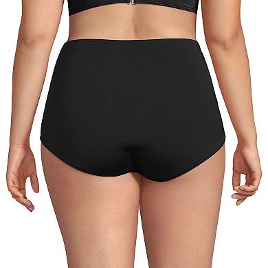 Plus Size Lands' End Chlorine Resistant Tummy Control Tugless High Waisted Bikini Swim Bottoms