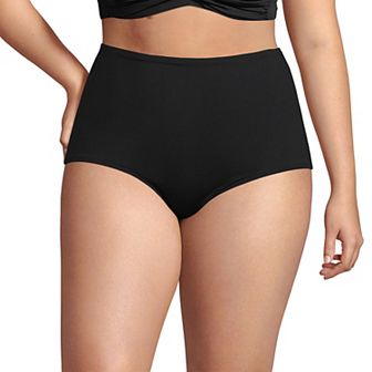 Plus Size Lands' End Chlorine Resistant Tummy Control Tugless High Waisted Bikini Swim Bottoms
