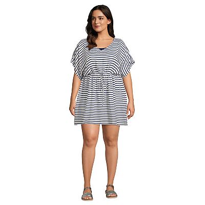 Plus Size Lands End Gathered Waist Swim Cover up Dress