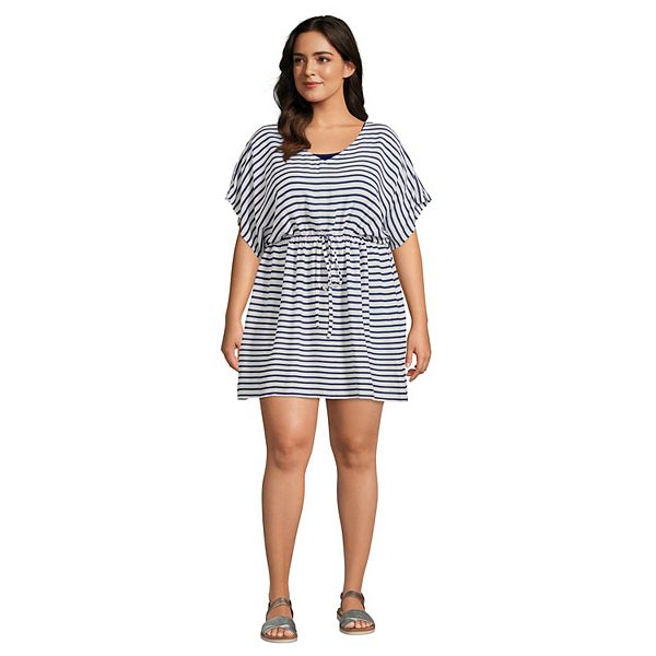 Plus Size Lands' End Gathered Waist Swim Coverup Dress