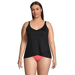 Lands' End Women's DD-Cup Chlorine Resistant Tummy Control Square Neck  Underwire Tankini Swimsuit Top