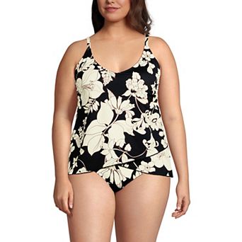 Plus Size Lands' End DD-Cup Tulip Hem Tankini Swim Top