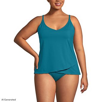 Plus Size Lands' End DD-Cup Tulip Hem Tankini Swim Top