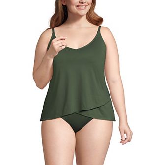 Plus Size Lands' End DD-Cup Tulip Hem Tankini Swim Top