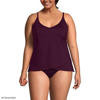 Plus Size Lands' End DDD-Cup Tulip Hem Tankini Swim Top