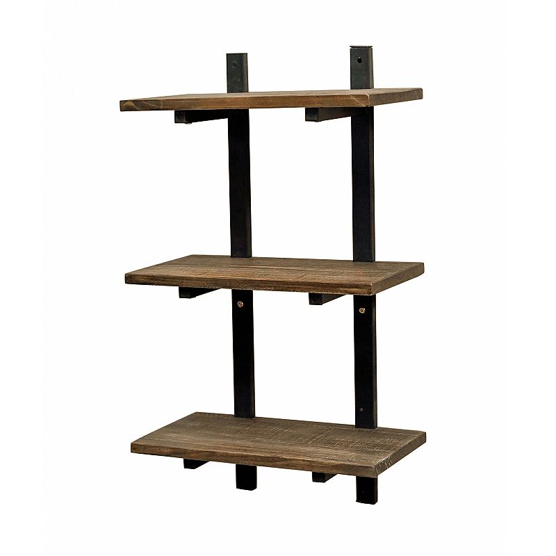 Alaterre Pomona 36" H Metal and Solid Wood Wall Shelf