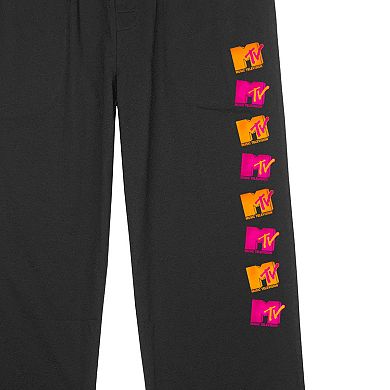 Men's MTV Orange and Pink Line Logo Pajama Pants