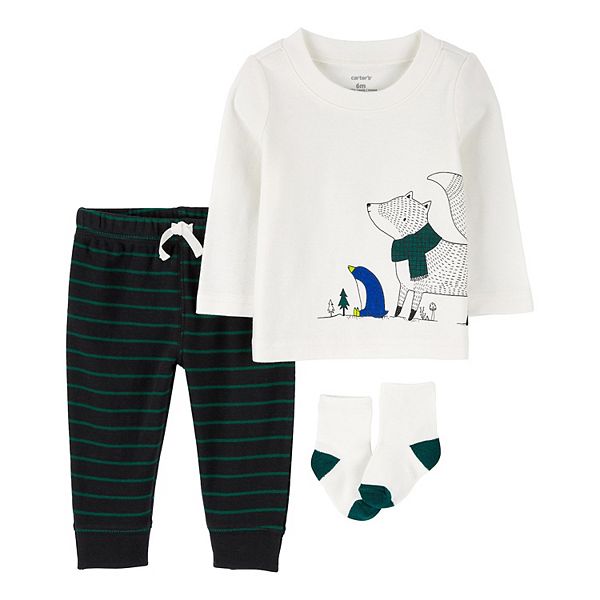 Baby Boy Carter's 3Piece Animal Print Tee, Pants & Socks Set