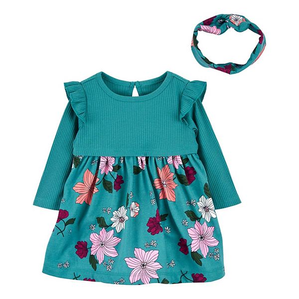 Baby Girl Carter's 2Piece Floral Dress & Headband Set