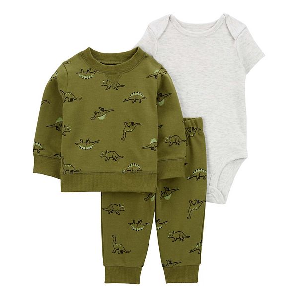 Baby Boy Carter's 3-Piece Dinosaur Sweatshirt, Bodysuit Pants Set