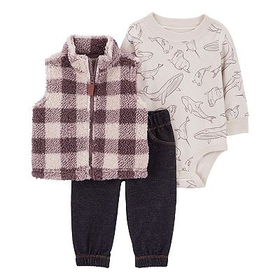 Baby Boy Carter's 3-Piece Plaid Little Vest, Bodysuit, and Pant Set