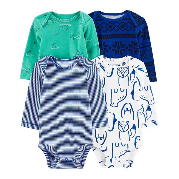 Baby Boy Carter's 4pack Multi Print Long Sleeve Bodysuits Set