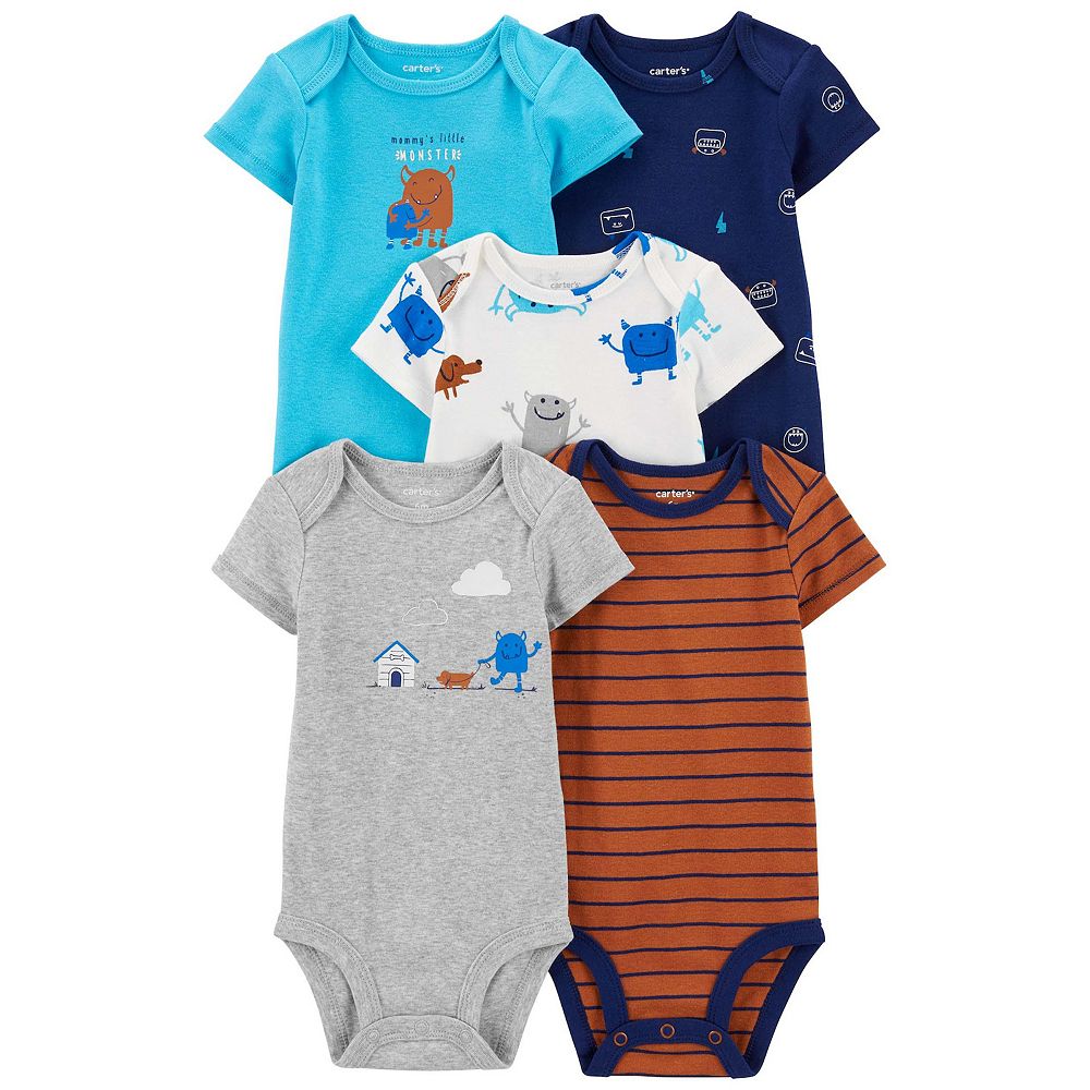Carter's 5pc Baby Boy Multi Color Animals Print Bodysuit Set