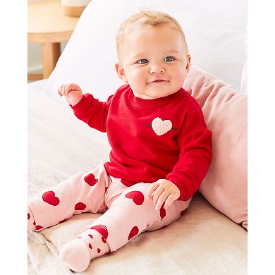 Baby Girl 2-Piece Heart Sweatshirt & Pant Set