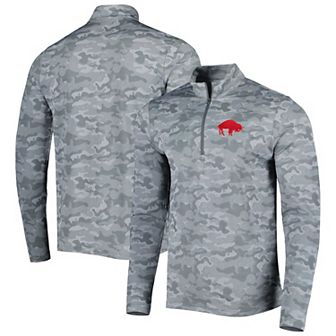 Men's Antigua Gray Buffalo Bills Brigade Throwback Quarter-Zip Top