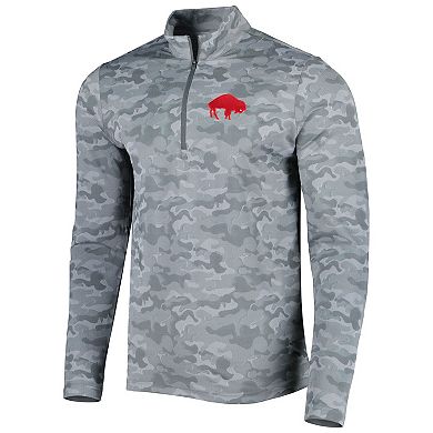 Men's Antigua Gray Buffalo Bills Brigade Throwback Quarter-Zip Top