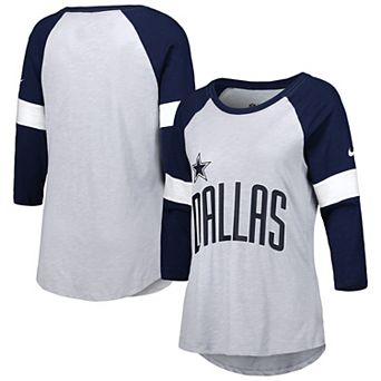 Women's Nike Dallas Cowboys Heather Gray/Navy Football Pride Raglan 3/4-Sleeve T-Shirt