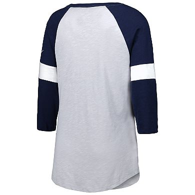 Women's Nike Dallas Cowboys Heather Gray/Navy Football Pride Raglan 3/4-Sleeve T-Shirt