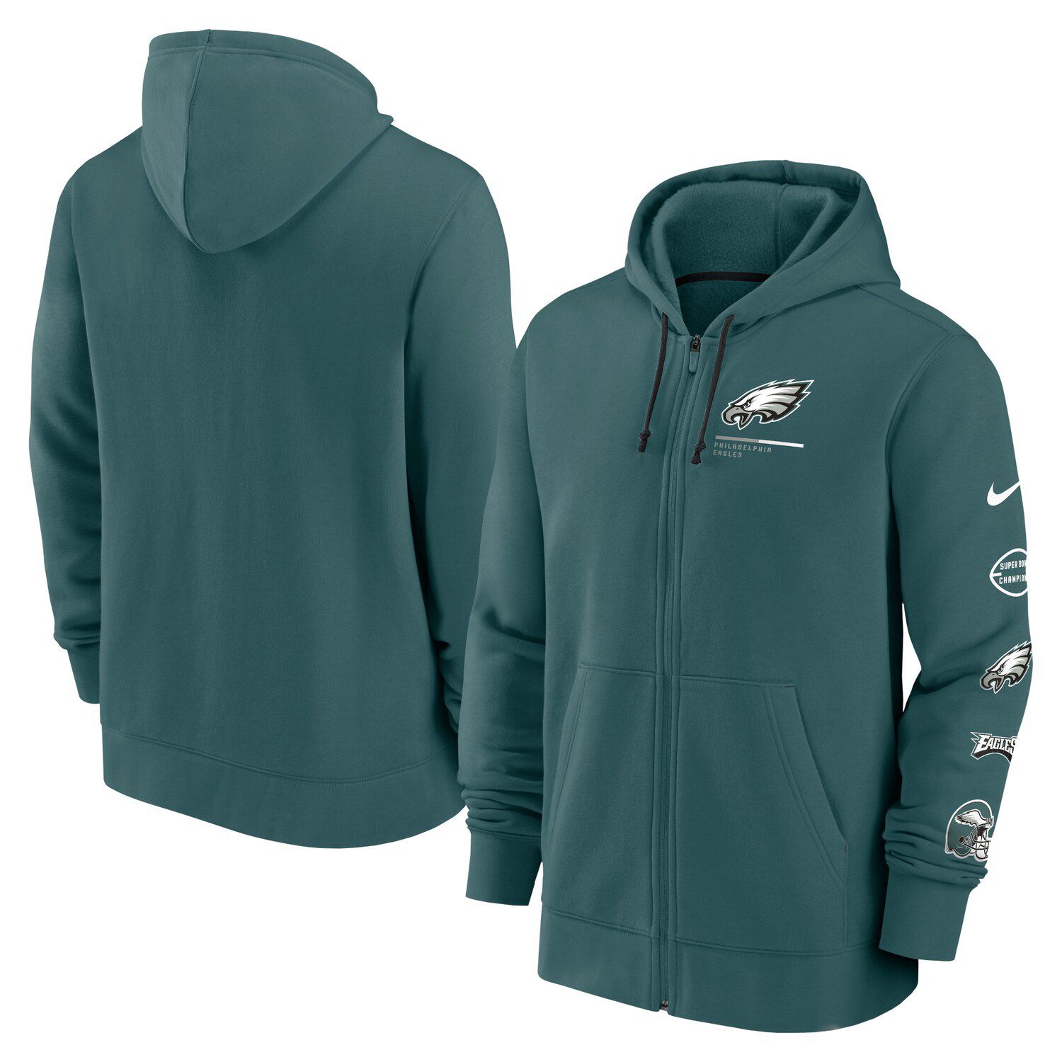 Men's G-III Sports by Carl Banks Gray/Midnight Green Philadelphia Eagles Extreme Full Back Reversible Hoodie Full-Zip Jacket Size: Large